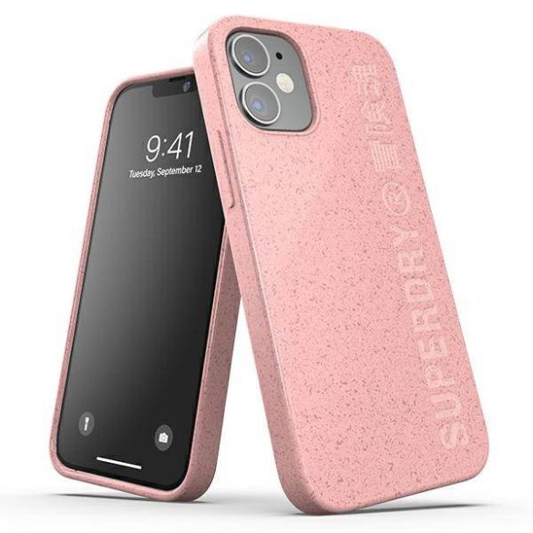 SuperDry Snap iPhone 12 mini biológiailag lebomló rózsaszín tok