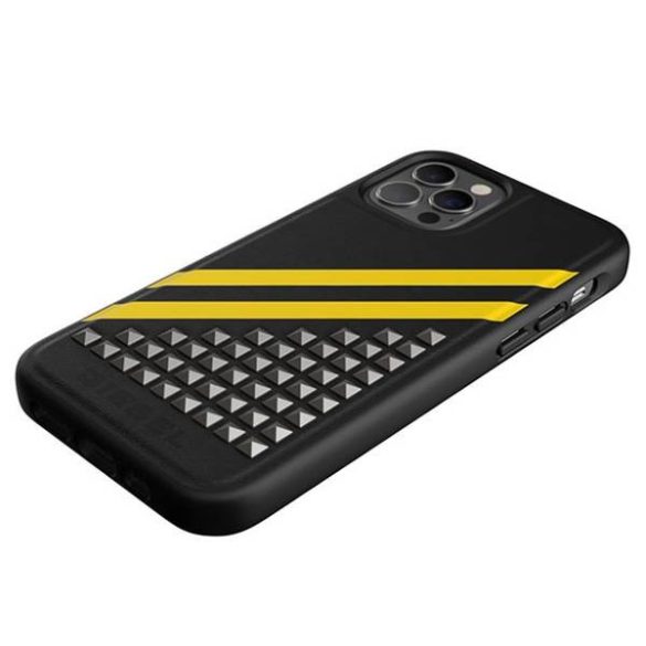 Diesel Moulded Case Prémium bőr iPhone 12/12 Pro fekete/sárga tok