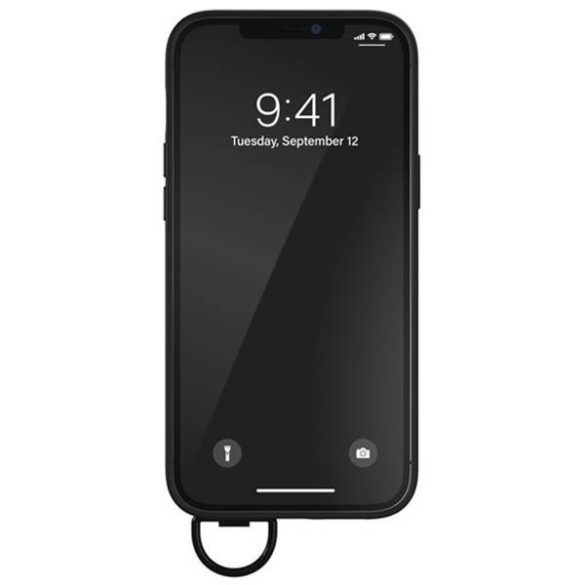 Diesel Handstrap Case Utility Twill iPhone 12 Pro Max fekete/narancssárga tok pánttal