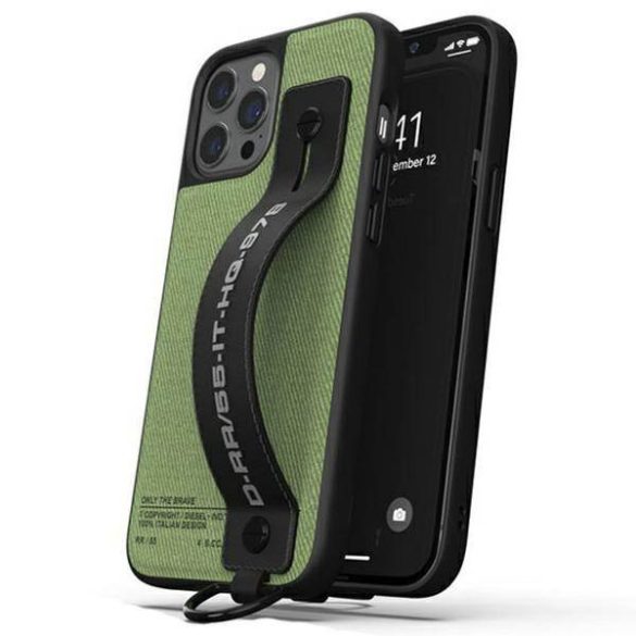 Diesel Handstrap Case Utility Twill iPhone 12/12 Pro fekete/zöld 44291 tok pánttal