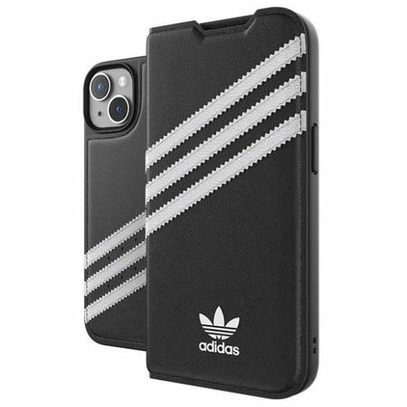 Adidas OR füzet tok PU iPhone 14 / 15 / 13 6.1" fekete-fehér 50195