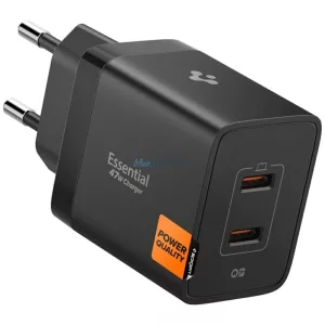 Spigen Essential EE472EU 47 W-os hálózati töltő, 2xUSB-C, fekete
