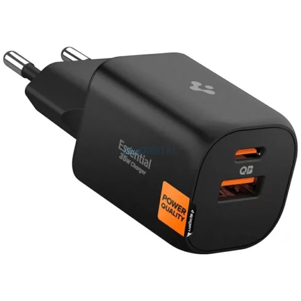 Spigen Essential EE352EU 35 W-os hálózati töltő, USB-C/USB-A, fekete
