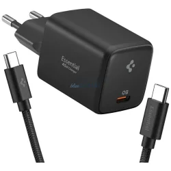   Spigen Essential EE451EU 45W hálózati töltő USB-C + USB-C/USB-C kábel - fekete