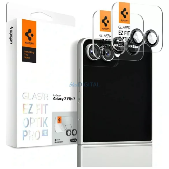 Spigen Optik Pro HD Glas.TR EZ FIT kameralencse-üveg Samsung Galaxy Z Flip7 (2 db) - fekete