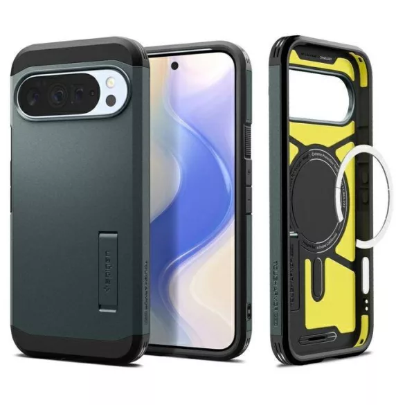 Spigen Tough Armor MAG MagSafe tok a Google Pixel 10 Pro XL-hez zöld színű