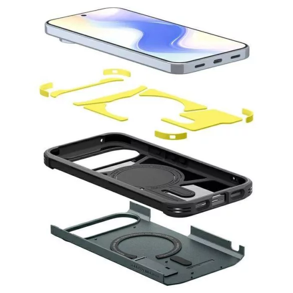Spigen Tough Armor MAG MagSafe tok a Google Pixel 10 Pro XL-hez zöld színű