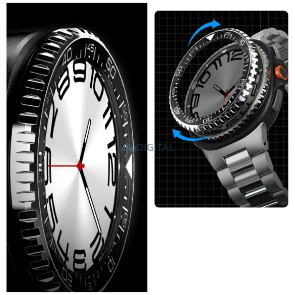 Spigen Bezel Tune Pro Diver tok Samsung Galaxy Watch 8 46 mm-es Samsung Galaxy Watch 8 46mm fekete