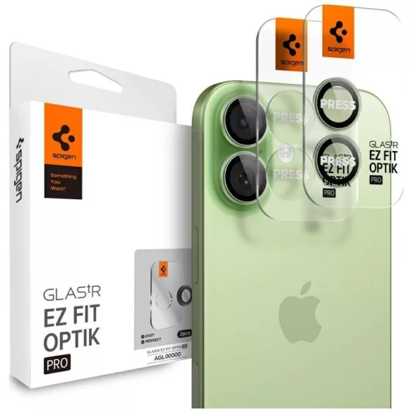 Spigen Optik Pro Glas.TR "EZ FIT" kameravédő 2db iPhone 17 / 16 / 16 Plushoz zöld