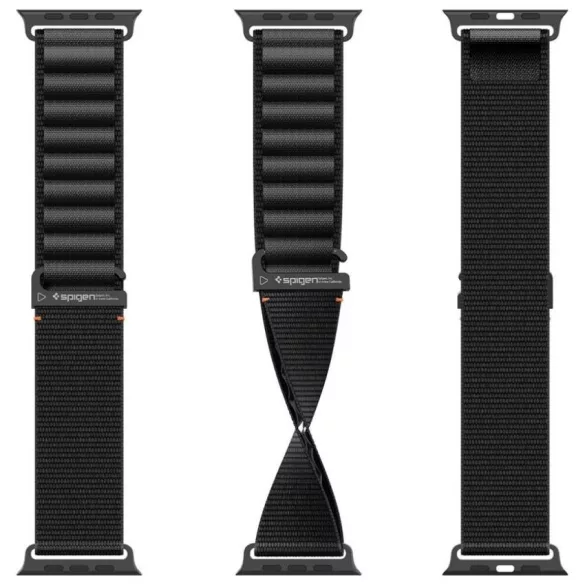 Spigen WBF1 szíj Apple Watch 6/7/8/9/10/11/SE/SE 3/Ultra 1/Ultra 2/ Ultra 3 44/45/46/49mm fekete