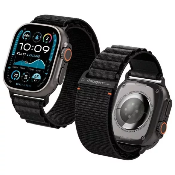 Spigen WBF1 szíj Apple Watch 6/7/8/9/10/11/SE/SE 3/Ultra 1/Ultra 2/ Ultra 3 44/45/46/49mm fekete