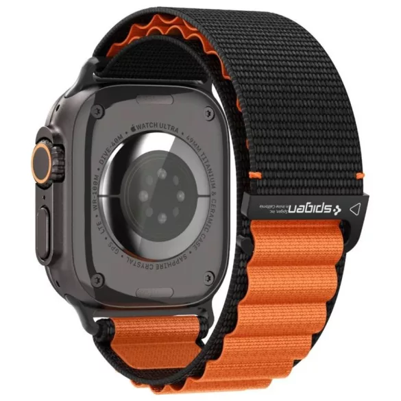 Spigen WBF1 szíj Apple Watch 6/7/8/9/10/11/SE/SE 3/Ultra 1/Ultra 2 44/45/46/49mm fekete/narancs színű órához