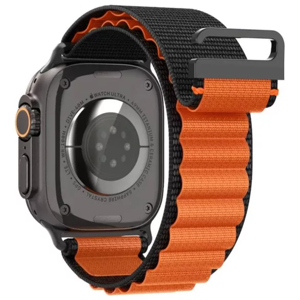 Spigen WBF1 szíj Apple Watch 6/7/8/9/10/11/SE/SE 3/Ultra 1/Ultra 2 44/45/46/49mm fekete/narancs színű órához
