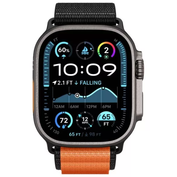 Spigen WBF1 szíj Apple Watch 6/7/8/9/10/11/SE/SE 3/Ultra 1/Ultra 2 44/45/46/49mm fekete/narancs színű órához