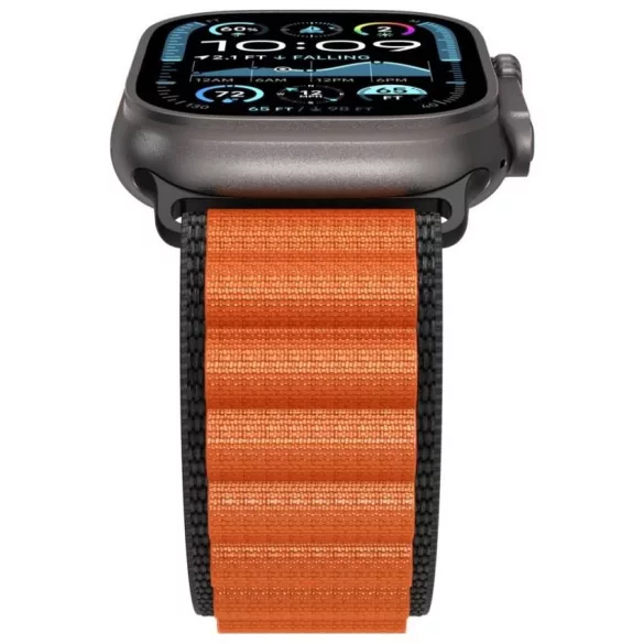 Spigen WBF1 szíj Apple Watch 6/7/8/9/10/11/SE/SE 3/Ultra 1/Ultra 2 44/45/46/49mm fekete/narancs színű órához