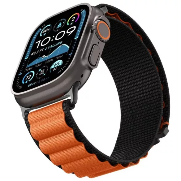 Spigen WBF1 szíj Apple Watch 6/7/8/9/10/11/SE/SE 3/Ultra 1/Ultra 2 44/45/46/49mm fekete/narancs színű órához
