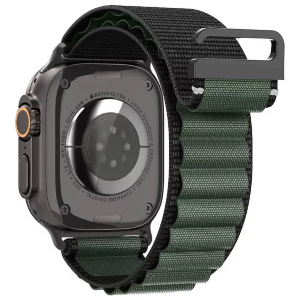 Spigen WBF1 szíj Apple Watch 6/7/8/9/10/11/SE/SE 3/Ultra 1/Ultra 2/ Ultra 3 44/45/46/49mm fekete/zöld