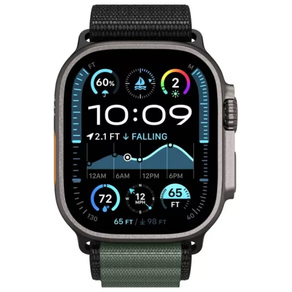 Spigen WBF1 szíj Apple Watch 6/7/8/9/10/11/SE/SE 3/Ultra 1/Ultra 2/ Ultra 3 44/45/46/49mm fekete/zöld