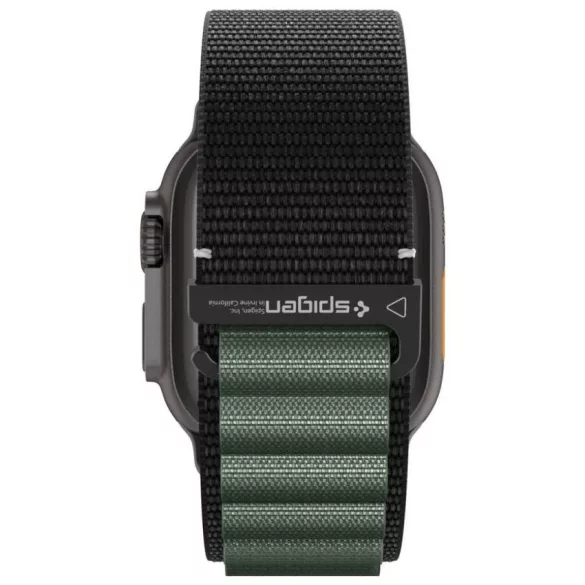 Spigen WBF1 szíj Apple Watch 6/7/8/9/10/11/SE/SE 3/Ultra 1/Ultra 2/ Ultra 3 44/45/46/49mm fekete/zöld