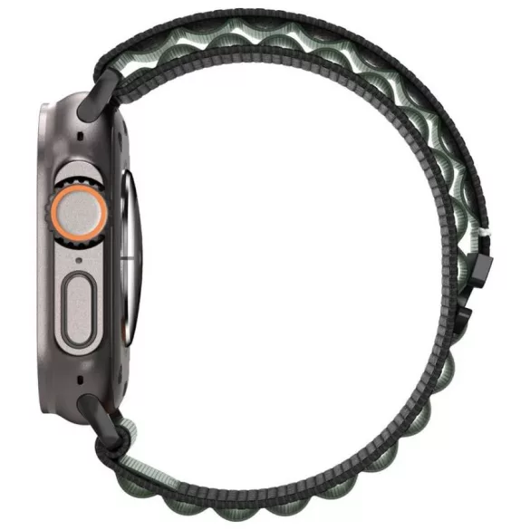 Spigen WBF1 szíj Apple Watch 6/7/8/9/10/11/SE/SE 3/Ultra 1/Ultra 2/ Ultra 3 44/45/46/49mm fekete/zöld
