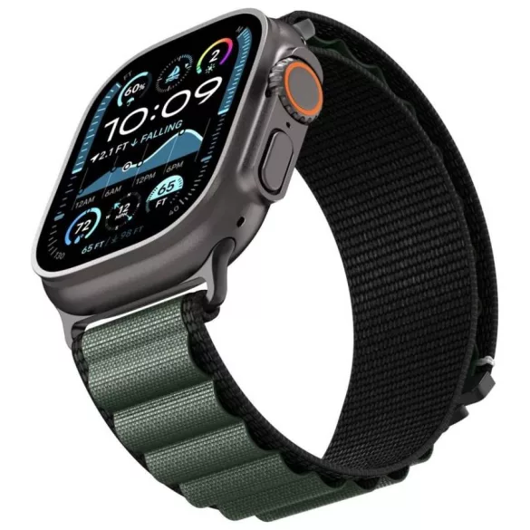 Spigen WBF1 szíj Apple Watch 6/7/8/9/10/11/SE/SE 3/Ultra 1/Ultra 2/ Ultra 3 44/45/46/49mm fekete/zöld