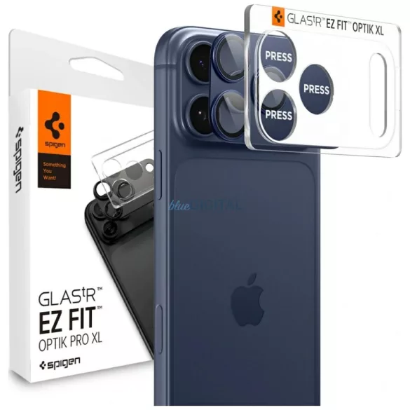 Spigen Glas.TR Camera EZ FIT Optik Pro XL kameralencse-védő Apple iPhone 17 Pro Max - kék