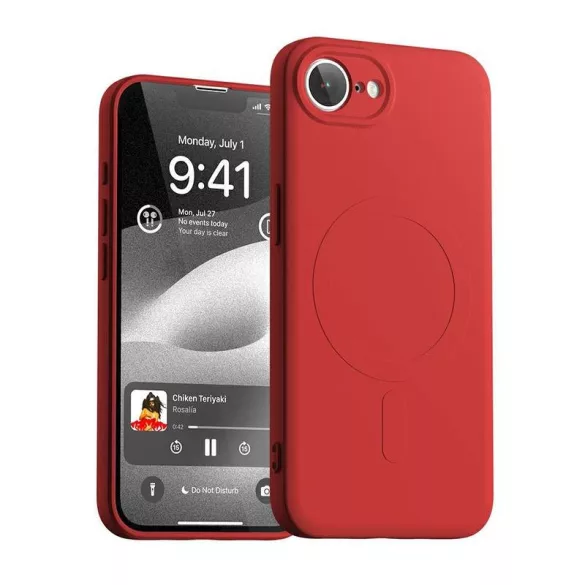 Mercury Semi-Silicone MagSafe-kompatibilis tok iPhone 16e - piros