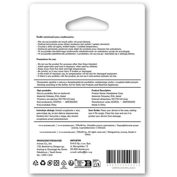 Univerzális fülhallgató tok Araree hordtáska kicsi fekete