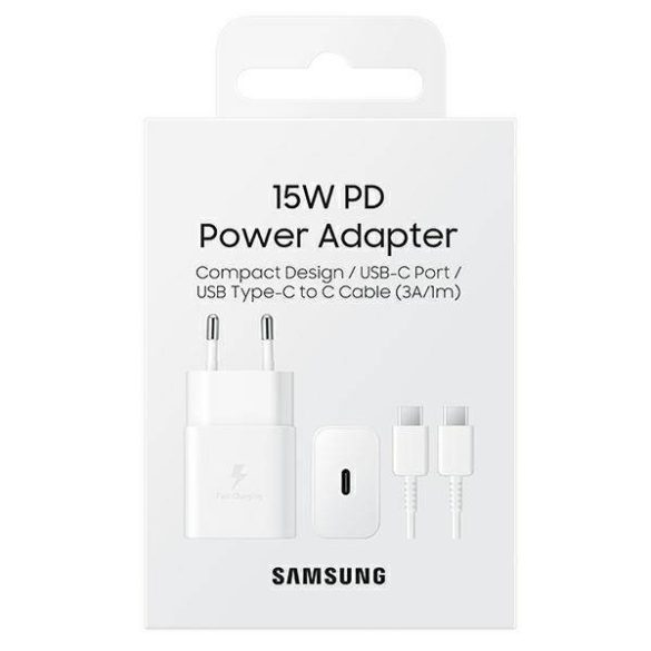 Samsung töltő EP-T1510XW 15W gyorstöltés + kábel USB-C/USB-C fehér