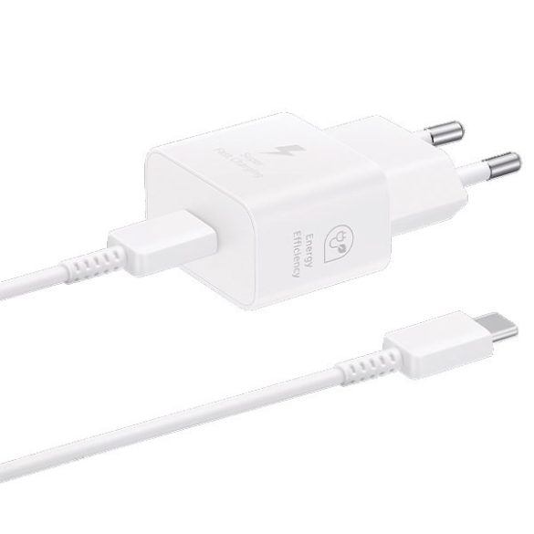 Hálózati töltő Samsung EP-T2510XW 25W gyorstöltés + USB-C/USB-C kábel fehér