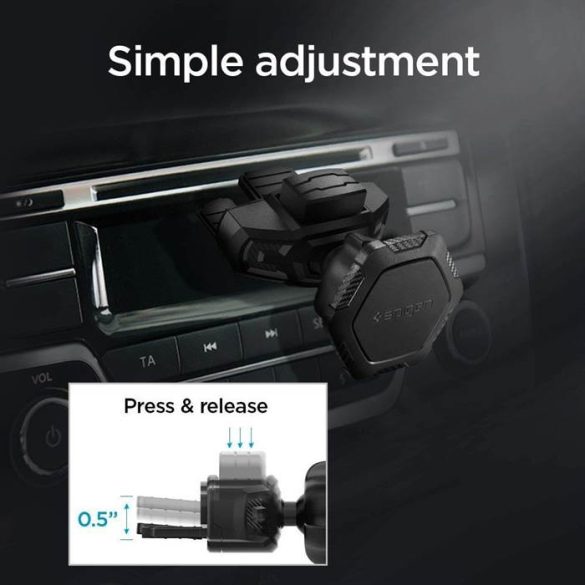 Spigen QS24 szellőzőrácsra szerelhető mágneses univerzális fekete autós telefontartó