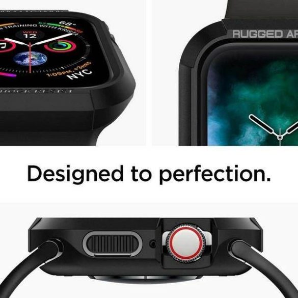 Spigen Rugged Armor Apple Watch 4/5/6/7/ SE 44/45mm fekete tok