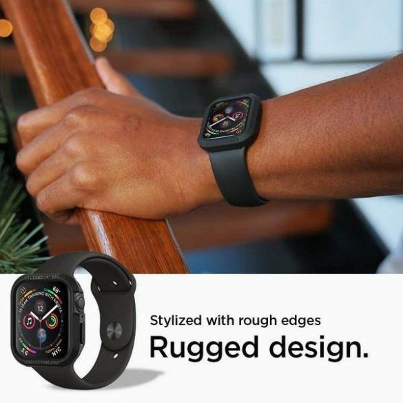 Spigen Rugged Armor Apple Watch 4/5/6/7/ SE 44/45mm fekete tok