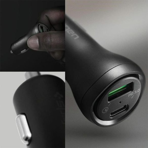 Töltő Spigen F31QC Steadiboost PD27W 1xUSB-C 1xUSB-A fekete 000CP25597