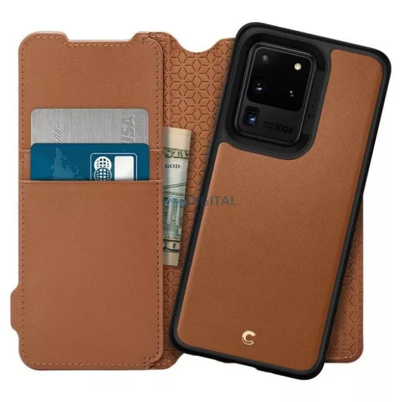 Spigen Ciel Wallet könyvtok Samsung Galaxy S20 Ultra 4G/5G - barna