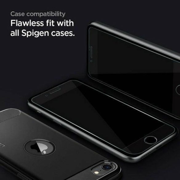 Spigen Glass FC iPhone 7/8/SE 2020/2022 2db szerelőkeret + edzett üveg fekete kijelzővédő fólia