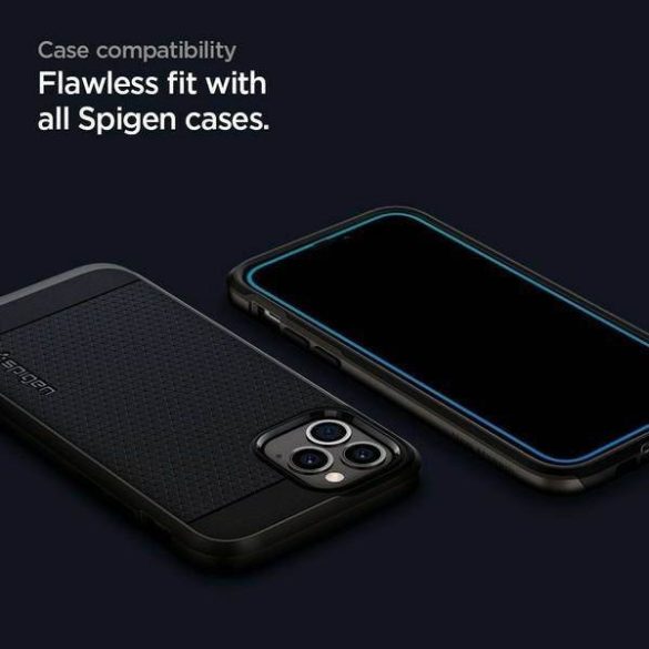 Spigen Glass FC iPhone 12 Pro Max szerelőkeret + edzett üveg fekete kijelzővédő fólia