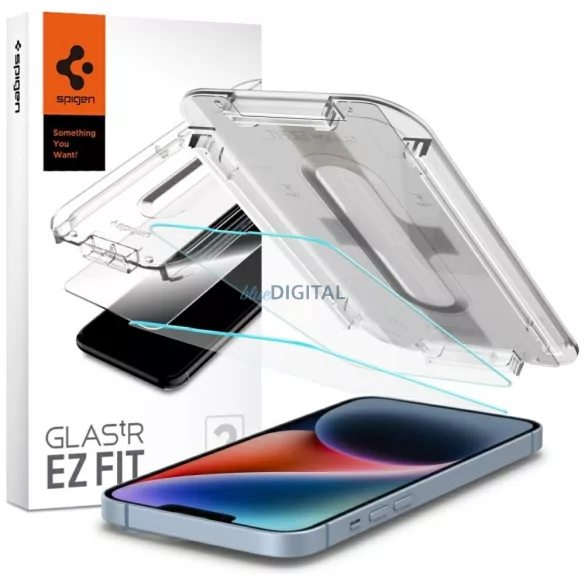 Spigen GLAS.tR EZ Fit edzett üveg felhelyezést segítő kerettel iPhone 13/13 Pro/14/16e - 2 db