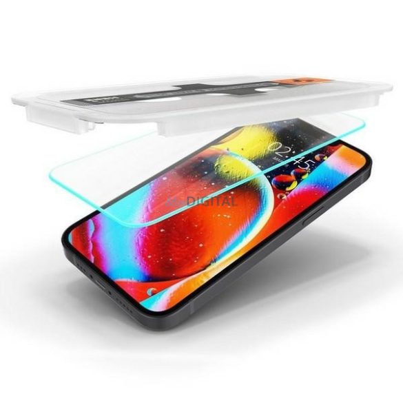 Spigen GLAS.tR EZ Fit edzett üveg felhelyezést segítő kerettel iPhone 13/13 Pro/14/16e - 2 db