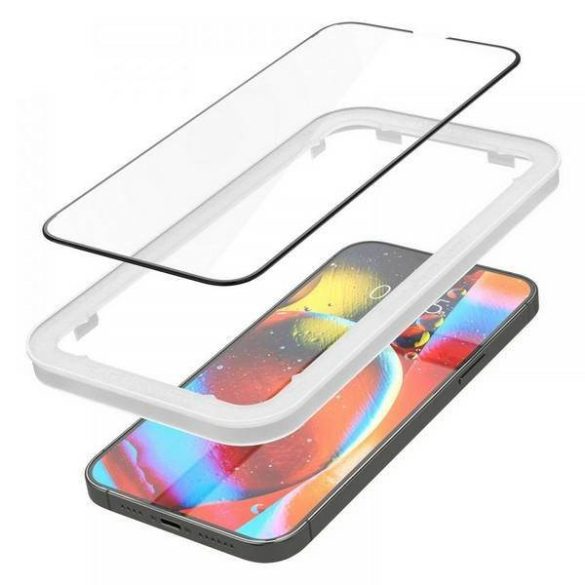 Spigen Alm Glass FC iPhone 13/13 Pro 2db Edzett üveg fekete kijelzővédő fólia