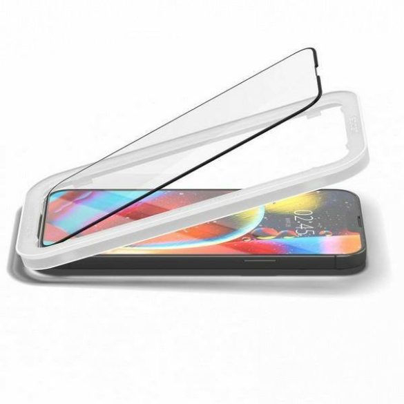 Spigen Alm Glass FC iPhone 13/13 Pro 2db Edzett üveg fekete kijelzővédő fólia