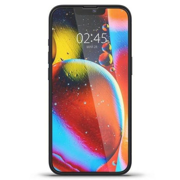 Spigen Glass FC iPhone 13/13 Pro/14/14 Pro szerelőkeret + edzett üveg fekete kijelzővédő fólia