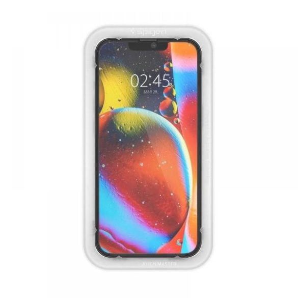 Spigen Alm Glass FC iPhone 14/13 Pro/13 Edzett üveg fekete kijelzővédő fólia szerelőkerettel