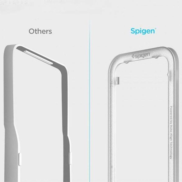 Spigen Alm Glass FC iPhone 14/13 Pro/13 Edzett üveg fekete kijelzővédő fólia szerelőkerettel