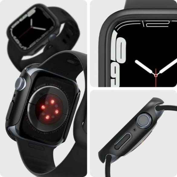 Spigen Thin Fit Apple Watch 7 45 mm fekete védőtok az órára