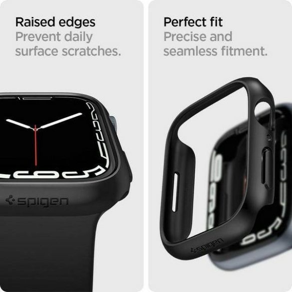Spigen Thin Fit Apple Watch 7 45 mm fekete védőtok az órára