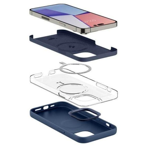 Spigen Silicone Fit iPhone 14 Pro Max 6,7" MAG Magsafe kék szilikon tok