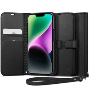 Spigen Wallet S iPhone 14 fekete tok