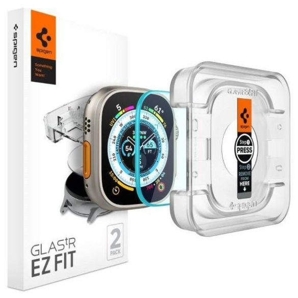 Spigen Glas. TR Apple Watch Ultra 49mm 2-Pack "EZ FIT" edzett üveg kijelzővédő fólia