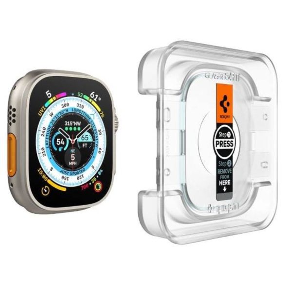 Spigen Glas. TR Apple Watch Ultra 49mm 2-Pack "EZ FIT" edzett üveg kijelzővédő fólia